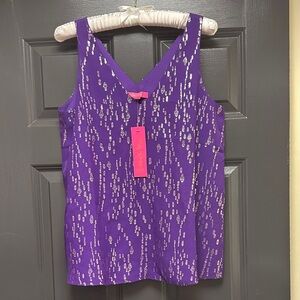 Lilly Pulitzer Florin Silk Purple Berry Top NWT